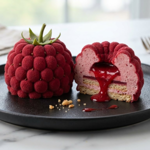 Trompe-l’œil Framboise DADA, entier et en coupe